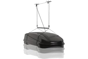 Garvee Heavy Duty Garage Ceiling Storage Rack – Pulley System for Rooftop Cargo Boxes, 150 lbs Capacity, Fits 8–10 ft Ceiling