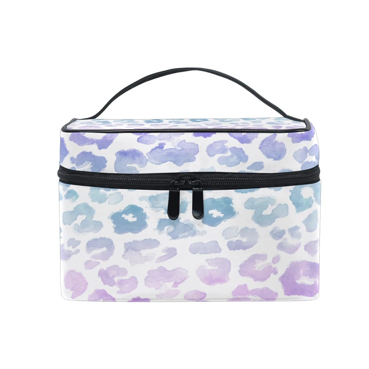 Mnsruu Makeup Bag, Leopard Elegant Galaxy Cosmetic Toiletry Storage Large Travel Handle Personalised Pouch Compartments for Teenage Girl Women Lady, Christmas Gift, A002