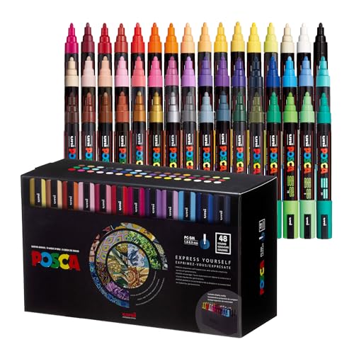 POSCA PC-5M Water-Based Paint Markers, Medium Point (1.8-2.5mm), Assorted Color…
