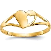JewelryWeb 14k Yellow Gold Polished Love Heart Ring Size 2.00 Statement Ring for Women