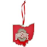 Ohio State Buckeyes State Shape Metal Christmas Ornament