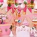 Auihiay 115 Pieces Pink Balloon Garland Kit with Palm Leaves and Balloon Strip for Blush Baby Shower Wedding Girl Birthday Luau Tropical Party Decorations