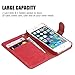 iPhone 5/5S/SE Case, TUCCH Leather Wallet Case, Premium [Slim Fit] [Wrist Strap]Flip Book Case Cover with Stand & Credit Card Compartments [Magnetic Clasp] for iPhone SE and iPhone 5/5S, Red
