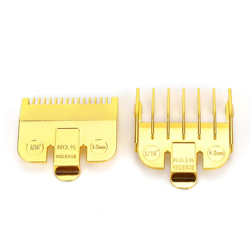 Professional Vintage Oil Head Hair Clipper Limit Comb with Electroplating Guide for Precise Haircuts for 1.5mm + 4.5mm Replacement Trimmer Accessories (Gold Electroplating)