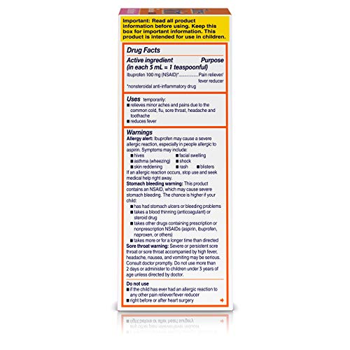 Children's Motrin Oral Suspension, Pain Relief, Ibuprofen, Bubble Gum Flavored, 4 Oz