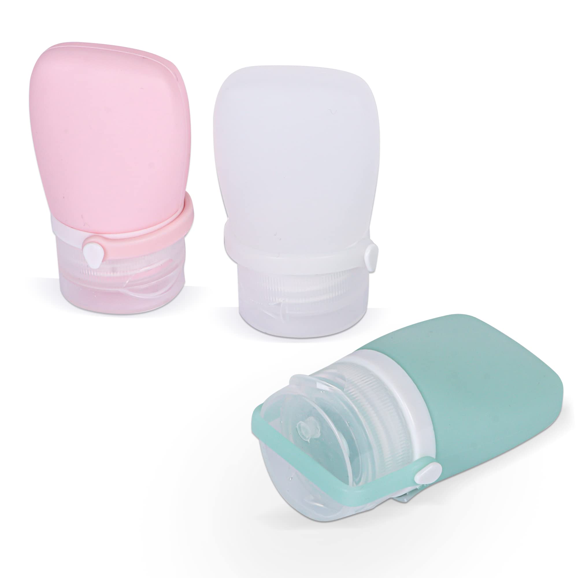 NiCoLa Travel Bottle Set Mini Cosmetic Silicone Travel Bottles, 3 PCS 30ml Leak Proof Travel Bottles for Shampoo Conditioner Lotion Toiletries
