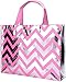 Gesodant Bling Bling Shiny Stripe Pink Non-woven Tote Bag, Stylish Eco Reusable Shopping Bag, Gift Bag, Goodies Bag, Grocery Bag, Party Bag, Set Of 10
