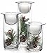 Set of 3 Glass Hurricane Candle Holders Filled with Holiday Flowers, Decorative Sphere Ball Candle Holders, Christmas Floral Home Decor Centerpiece, Flowers Are Removable - White Candles Included