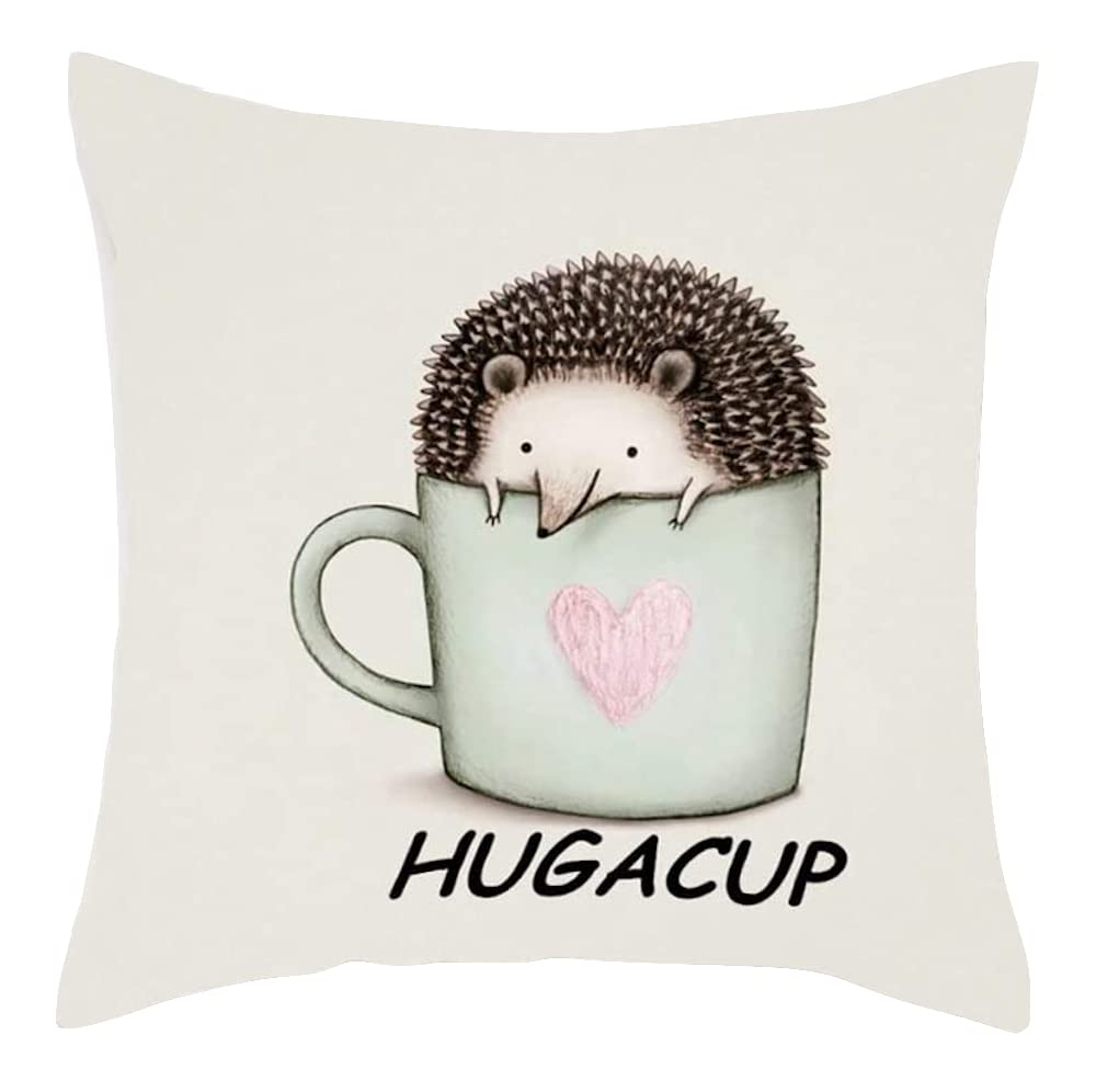 The Beach Stop Cute Peeping Woodland Easter Animal Quote Hedgehog Cushion Cover | Gift Idea | 45x45cm 18x18 | Hugacup