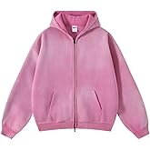 youcai Mens Oversized Hoodies Streetwear Unisex Vintage Hoodies Zip Up Acid Wash Sweatshirt for Men Heavyweight