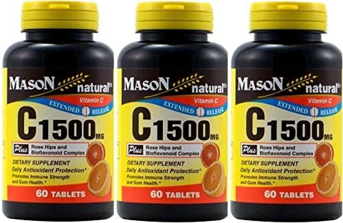 Mason Natural Vitamin C 1500 Mg Extended Release Rose Hips And Bioflavonoids Complex Tablets - 60 ea (pack of 3)