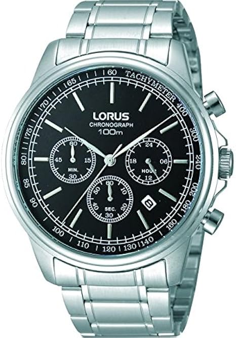 lorus men's stainless steel bracelet chronograph watch