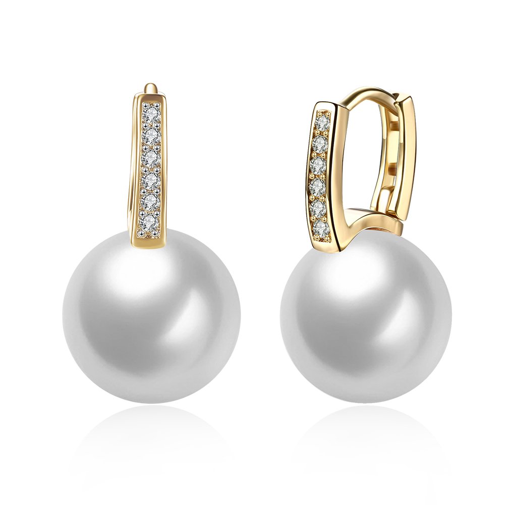 Pearl Earrings 925 Silver Freshwater Pearl Cubic Zirconia O Hook Earrings for Women
