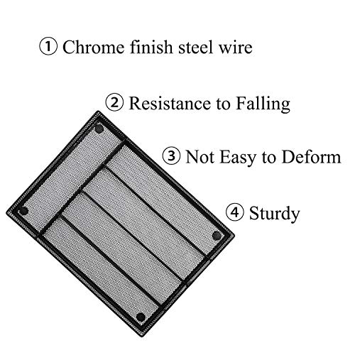 Ovicar Flatware Drawer Organizer, Metal Mesh Kitchen Cutlery Trays, Kitchen Utensil Silverware Storage with Foam Feet (5 Compartment, Black)