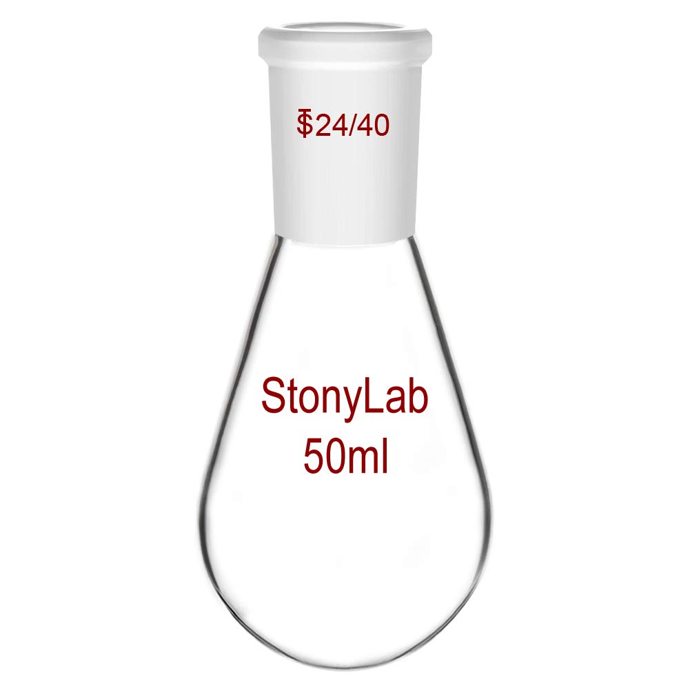 StonyLab Borosilicate Glass 50ml Heavy Wall Single Neck Recovery Flask Rotary Evaporator Flask, with 24/40 Outer Joint, 50ml โ image 1