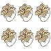 TTOYOUU Alloy Napkin Rings with Delicately Hollow Out Flower Wedding Banquet Dinner Decor Favor，Pack of 6 (Gold)
