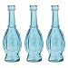 Luna Bazaar Small Vintage Glass Bottle Set (7-Inch, Turquoise Blue, Vera Bulb Design, Set of 3) - Flower Bud Vase for Home Décor and Wedding Centerpieces
