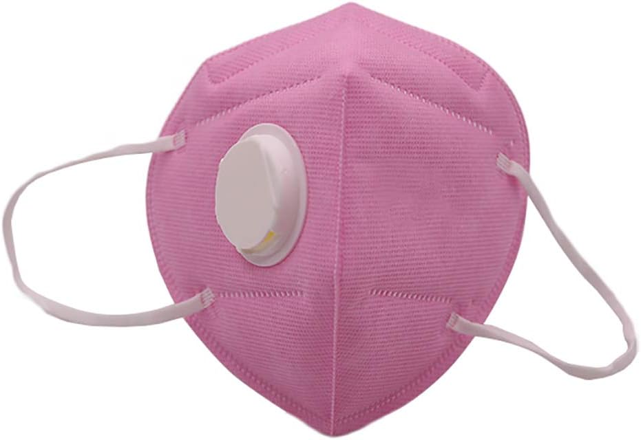 SU-2 Dust Mask Disposable, Particulate Respirator Face Safety Masks with Exhalation Valve 7 Layer Activated Carbon Air Filter Adjustable Earloop Pink