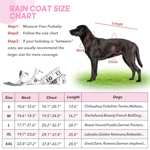 DOMIGLOW Reflective Dog Raincoat - Waterproof Dog Rain Jacket Hooded Poncho Lightweight Dog Rain Coat with Transparent Cap Brim (X-Large, Pink)