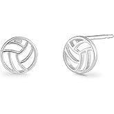 Boma Jewelry Sterling Silver Volleyball Sport Stud Earrings