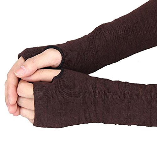 Long Fingerless Gloves,Morecome Winter Wrist Arm Hand Warmer Knitted Mitten (Coffee)