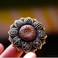 HBBOOI Buddhist Meditation Lotus Shape Fingertip Gyro Super Long Time Imported Bearings Double-Sided Carved Decompression Kill Time Anxiety Relief Adult Gyro Toys (Color : Brass)