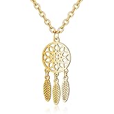 Dreuyet Bohemian Dream Catcher Necklace for Women Vintage Tassel Feather Turquoise Beads Long Chain Necklace Boho Tribal Necklace Party Festival Birthday Anniversary Jewelry