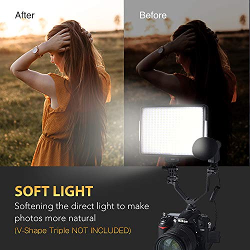 360 LED Video Light Panel, Dimmable Camera Camcorder Video Light, 3200k-5600k Portable Photography Lighting with 4400mAh Battery and Charger for Canon, Nikon, Pentax, Sony and Olympus DSLR Camera