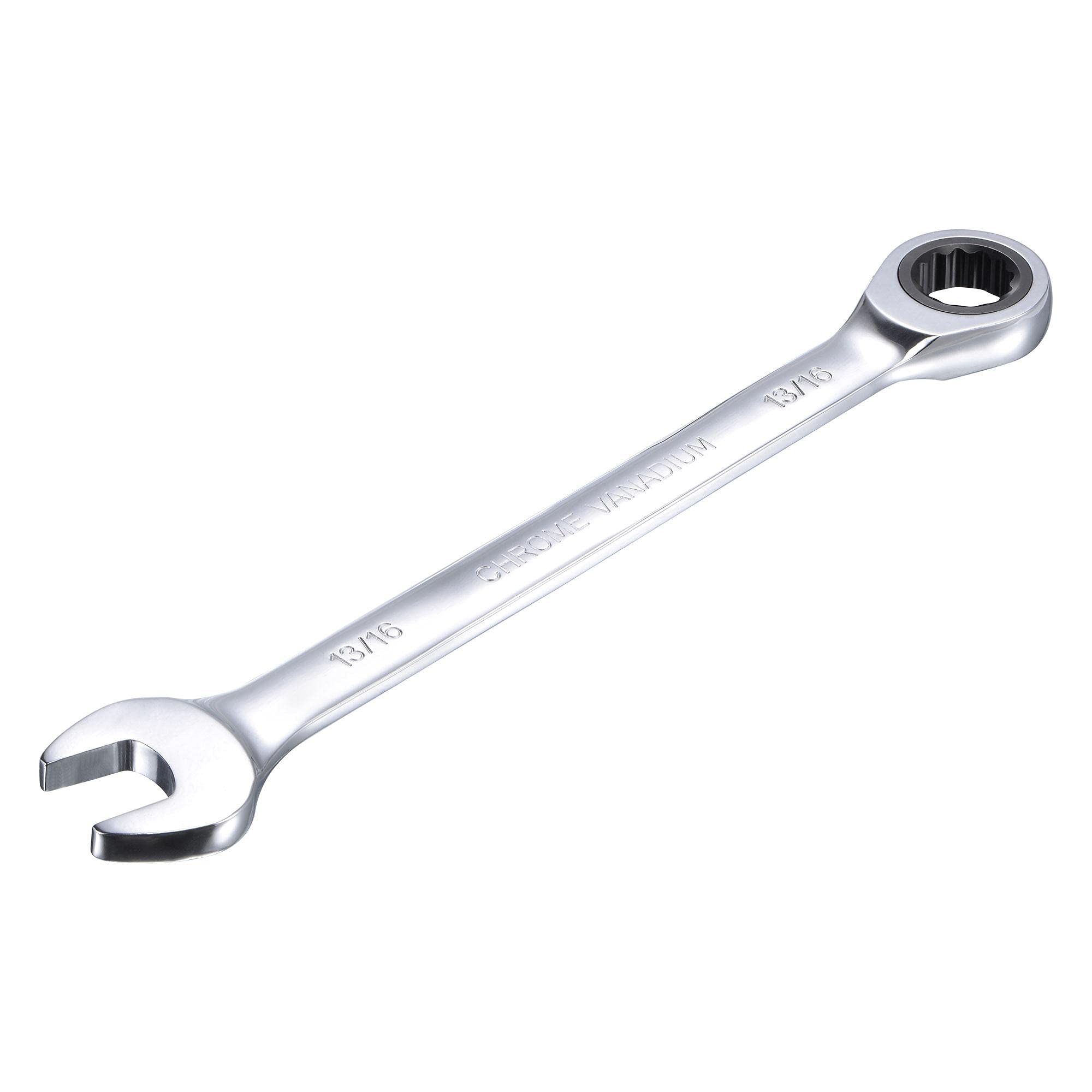 sourcing map 13/16 Inch Ratcheting Combination Wrench SAE 72 Teeth 12 Point Ratchet Box Ended Spanner Tools, Cr-V