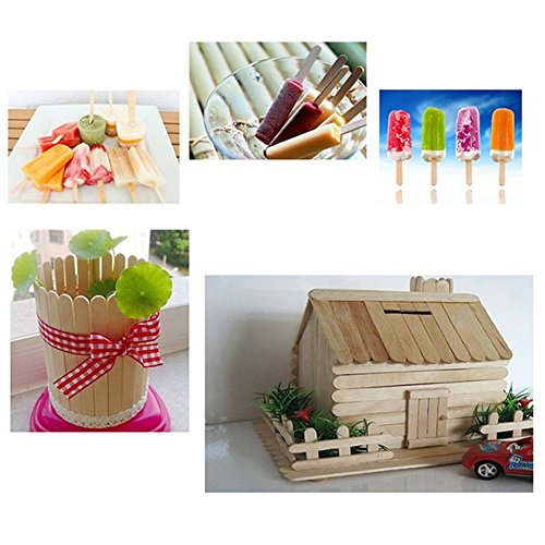 200 PCS Craft Sticks Popsicle Ice Pop Ice Cream Sticks Natural Wooden 4-1/2" Length Treat Sticks Jumbo Great for DIY Craft Creative Designs