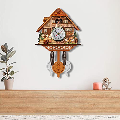 Taktom Quartz Cuckoo Clock Black Forest House With Moving Train, With