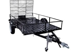 DK2 6 ft. x 10 ft. Single Axle Black UV Powder Coated Open Rail Trailer