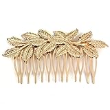 Sannysis Bling Punk Women Girls Golden Leaf Hair Comb Hair Clip