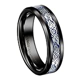 Queenwish 6mm Black Tungsten Carbide Ring Silvering Celtic Dragon Men's Women's Wedding Band Size 5-13