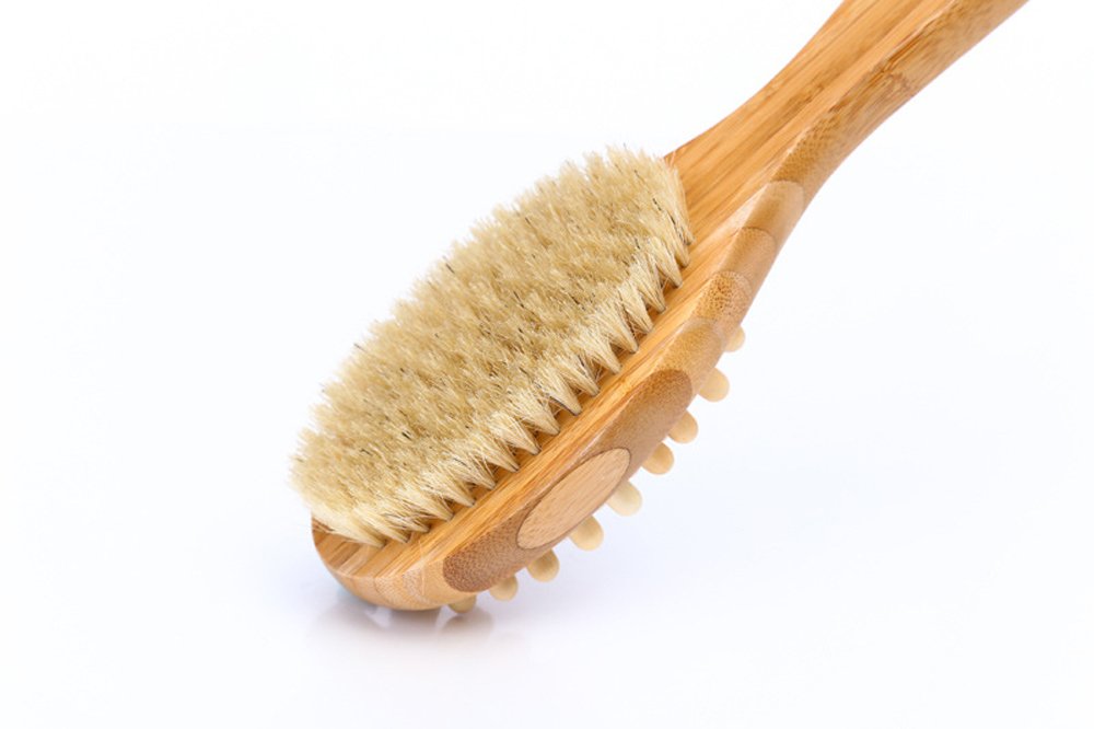 Bath Brush,Back Scrubber,Aneky Soft Natural Bristles Back Brush with Long Handle for Exfoliating Skin & Wood Beads for Massage - Use Wet or Dry -Suitable for Men and Women