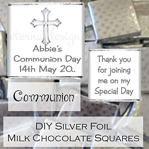 Eternal Design Personalised Communion Milk Chocolate Favours Silver Cross CMSL 23B