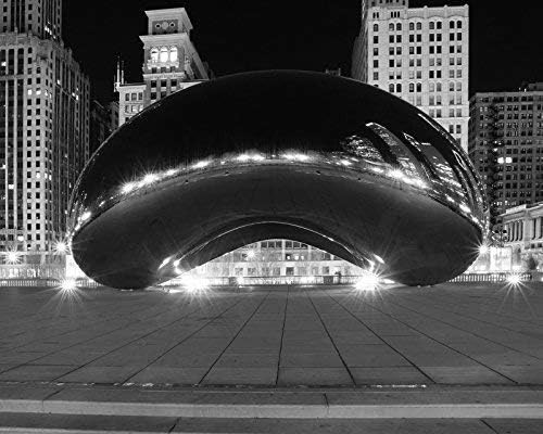 Photographs - Chicago Bean print, black and white art photography, B&W Cloud Gate picture wall decor, photo paper or canvas, size 5x7 to 32x48