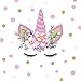 TOARTi Unicorn Angel Flower Wall Decal Polka Dot Eyebrow Wall Sticker Colorful Fairytale Wall Art Unicorn Cute Wall Decal Nursery Bedroom Decal Vinyl Wall Decal Home Decor, Gold@Pink