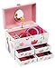 Jewelkeeper Princess and Flowers Large Musical Jewelry Storage Box with 4 Pullout Drawers, Girl's Jewel Box, Beautiful Dreamer Tune