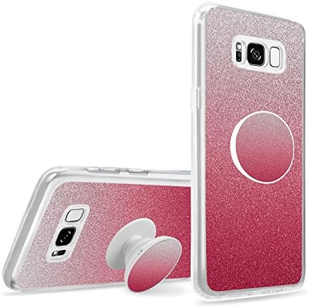 Samsung Galaxy S8 Plus Case, Glitter Soft TPU Rubber Bumper Shockproof Cover Case with Expanding Stand Grip for Samsung Galaxy S8 Plus, Perfect for Fashion Girl and Children - Pink