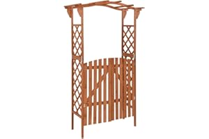 vidaXL Sturdy Firwood & Pine Wood Pergola with Gate - 45.7" x 45.7" x 15.7" - Weather-Resistant, Perfect for Outdoor Use, Easy to Assemble - Natural Brown Admission Arch for Garden Path and Vines