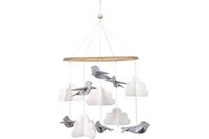 Sorrel + Fern Baby Crib Mobile (Birds in The Clouds, Short Version) - Unique and Minimalist Design for Boys & Girls