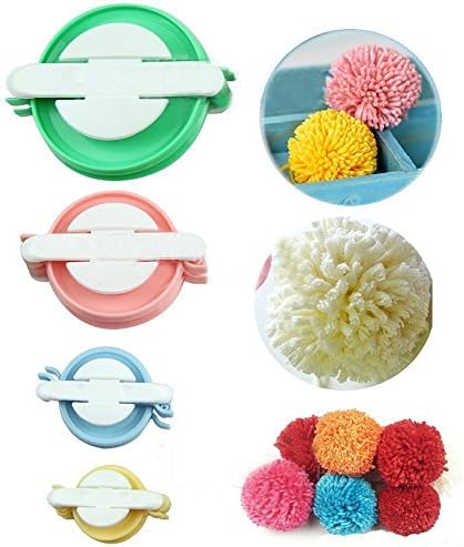 ABoby Pompom Maker Fluff Ball Bobble Weaver Needle Craft Knitting Wool Tool Kit DIY 4 Size Set Decoration (1 Set)
