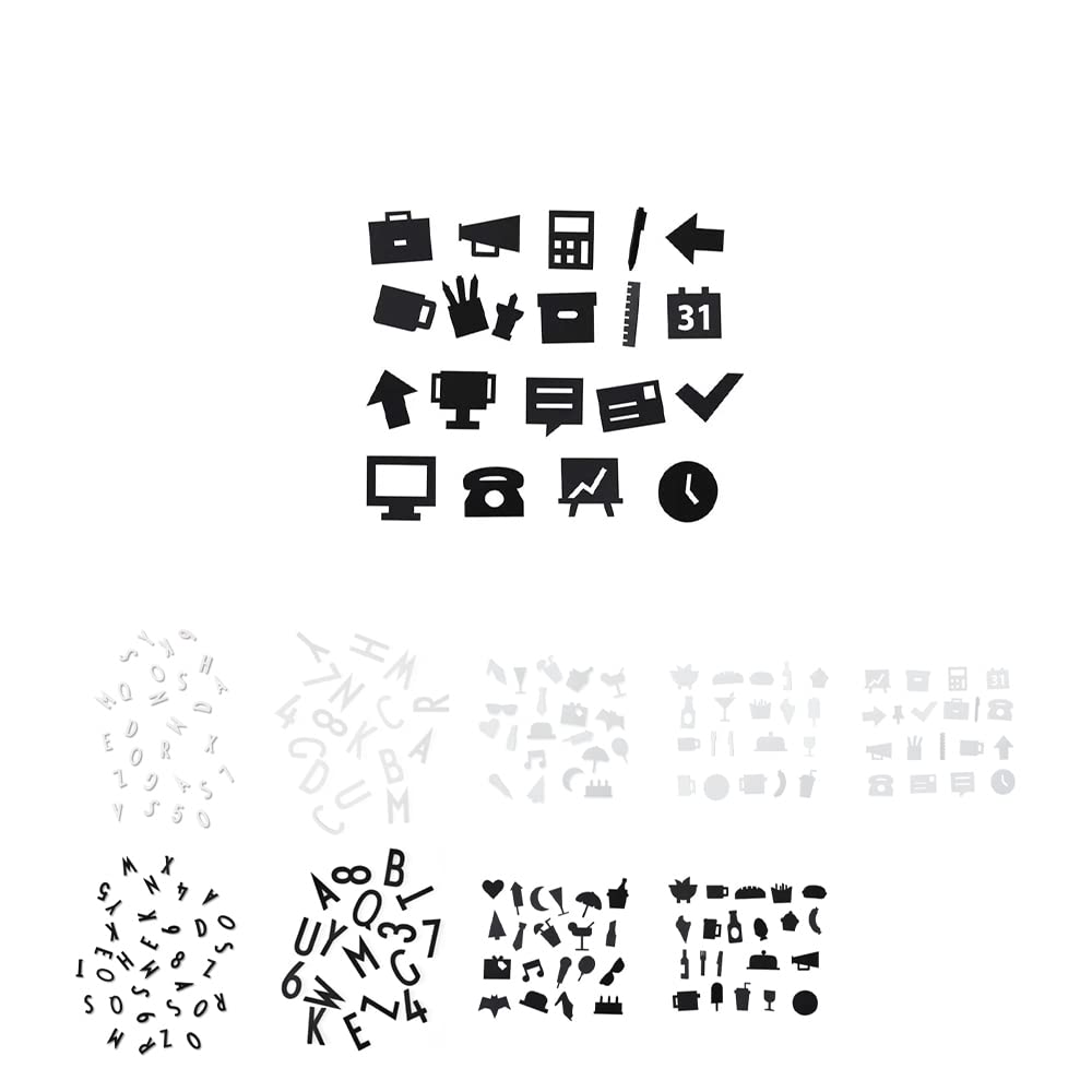 Design Letters Office Icons for Message boards | Unique 20 pcs. Photobooth props with graphic symbols | Office icons for decorating birthday and office party | Black