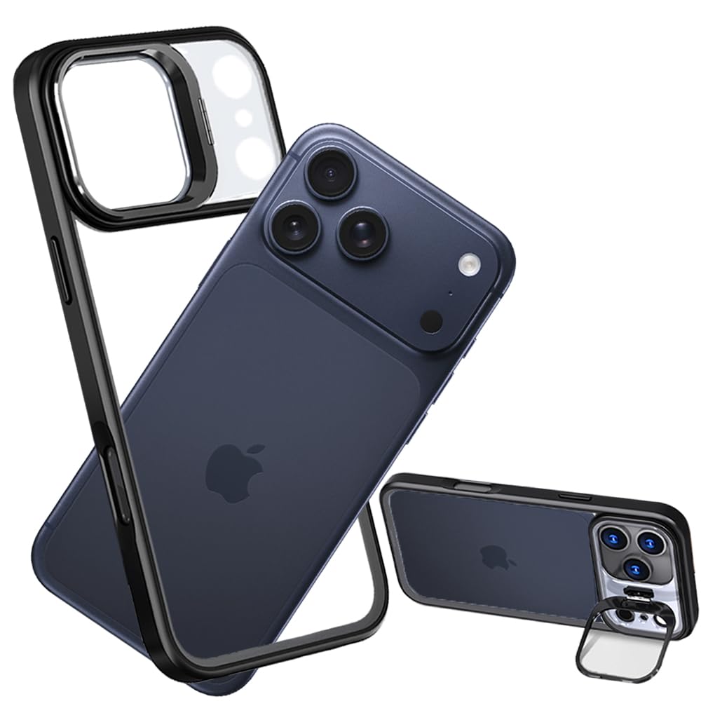 Photo 1 of No Back Bumper Case with Stand for iPhone 17 Pro Max Compatible with MagSafe, Built-in Camera Stash Kickstand, Backless Design Edge Frame Fast Heat Dissipation Slim Thin for iPhone 17 Pro Max (Black)