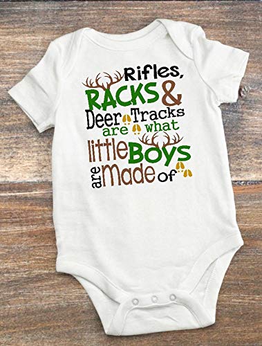 Little Boys Onesie - Rifles, Racks, and Deer Tracks Are What Little Boys Are Made Of, 3-6 Months - Thumbnail 2