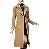 IDEALSANXUN Fur Collar Wool Coats for Women Double Breasted Long Peacoat Jackets
