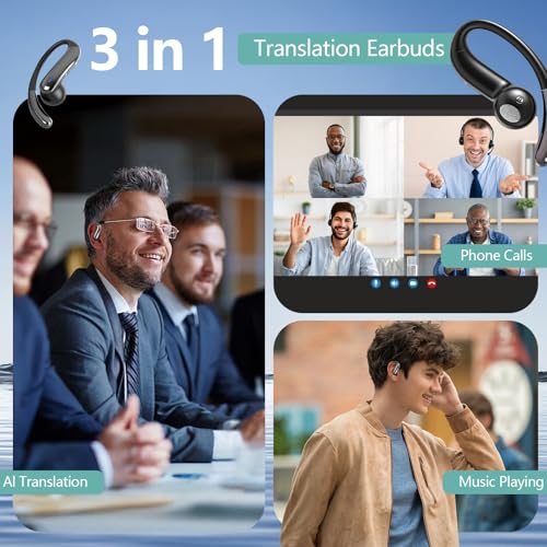 AI Translation Earbuds Real Time, Translator Headphones 164 Languages & Accents, Audifonos Traductores Inglés Español, Bluetooth5.4Device for Travel Business Learning Compatible with iOS and Android ﻿
