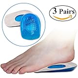 3 Pairs Gel Heel Cups- Best Shoe Inserts for Heel Spurs - Massaging Cushions Provide Foot Relief - Arch Support & Relieving Sore Plantar Fascia Pain - Shock Absorbing for Running