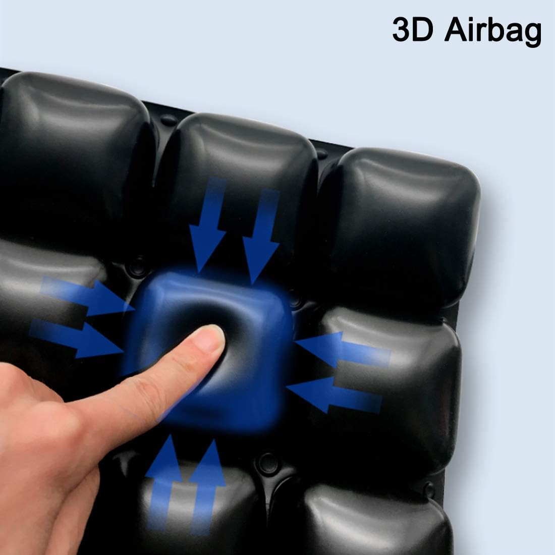 DEEIRAO Motorcycle Air Seat Cushion 3D Airbag Seat Pad TPU Lycra Cotton with Straps for Cruiser Touring Saddles Bearing 150kg Large Size 37.5x36x4cm - Image 5